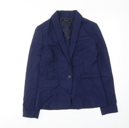 New Look Womens Blue Cotton Jacket Suit Jacket Size 8