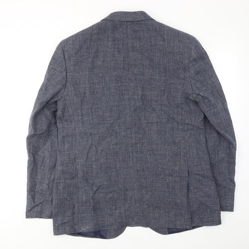 Marks and Spencer Mens Blue Linen Jacket Blazer Size 44 Regular