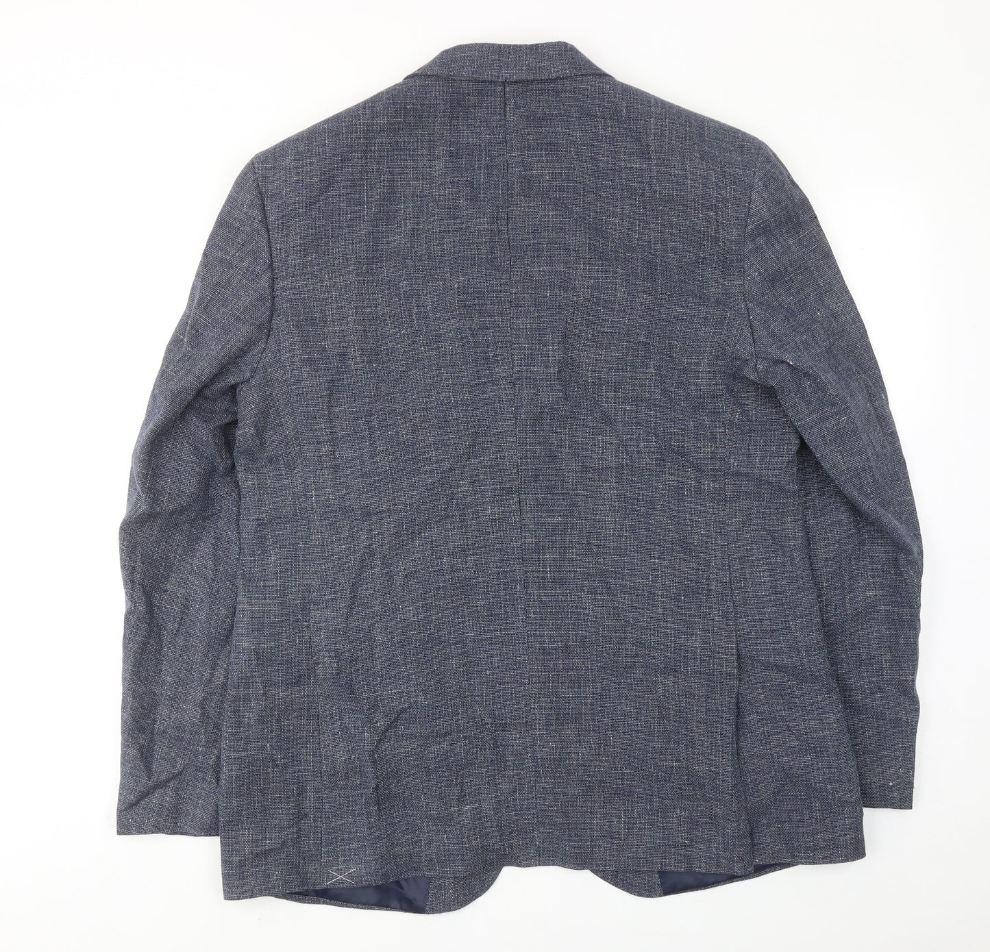 Marks and Spencer Mens Blue Linen Jacket Blazer Size 44 Regular