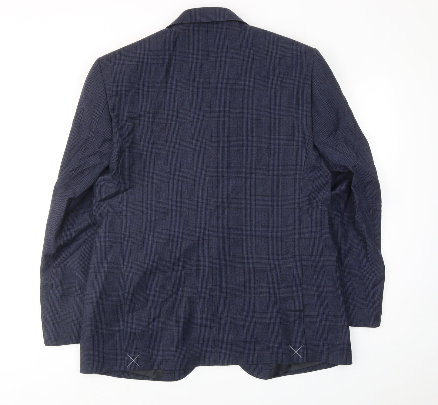 Marks and Spencer Mens Blue Plaid Wool Jacket Suit Jacket Size 42 Regular