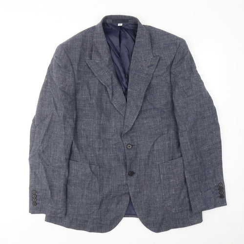 Marks and Spencer Mens Blue Linen Jacket Suit Jacket Size 42 Regular