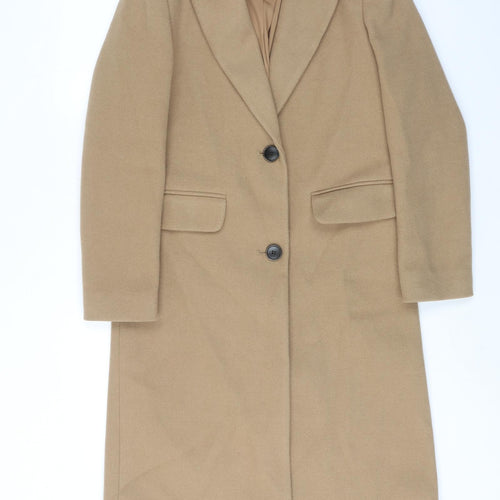 Marks and Spencer Womens Beige Overcoat Coat Size 8 Button