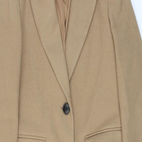 Marks and Spencer Womens Beige Overcoat Coat Size 8 Button