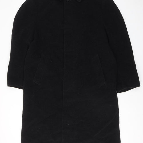 Marks and Spencer Mens Black Overcoat Coat Size M Button
