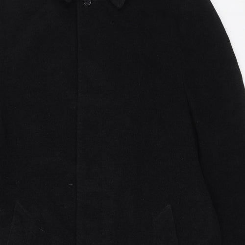 Marks and Spencer Mens Black Overcoat Coat Size M Button