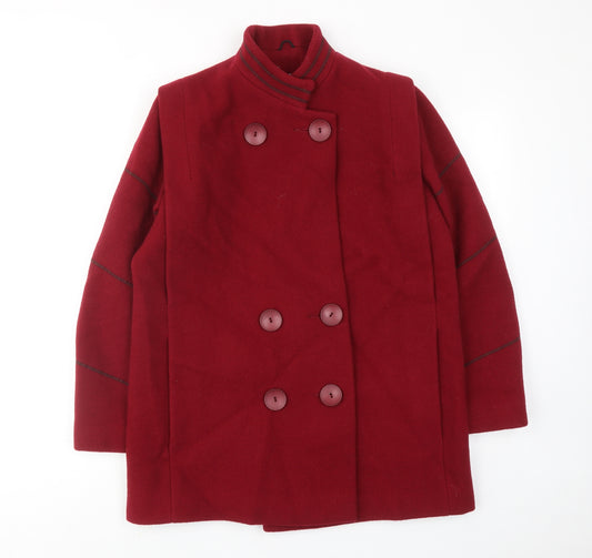 High fashion Womens Red Pea Coat Coat Size 12 Button