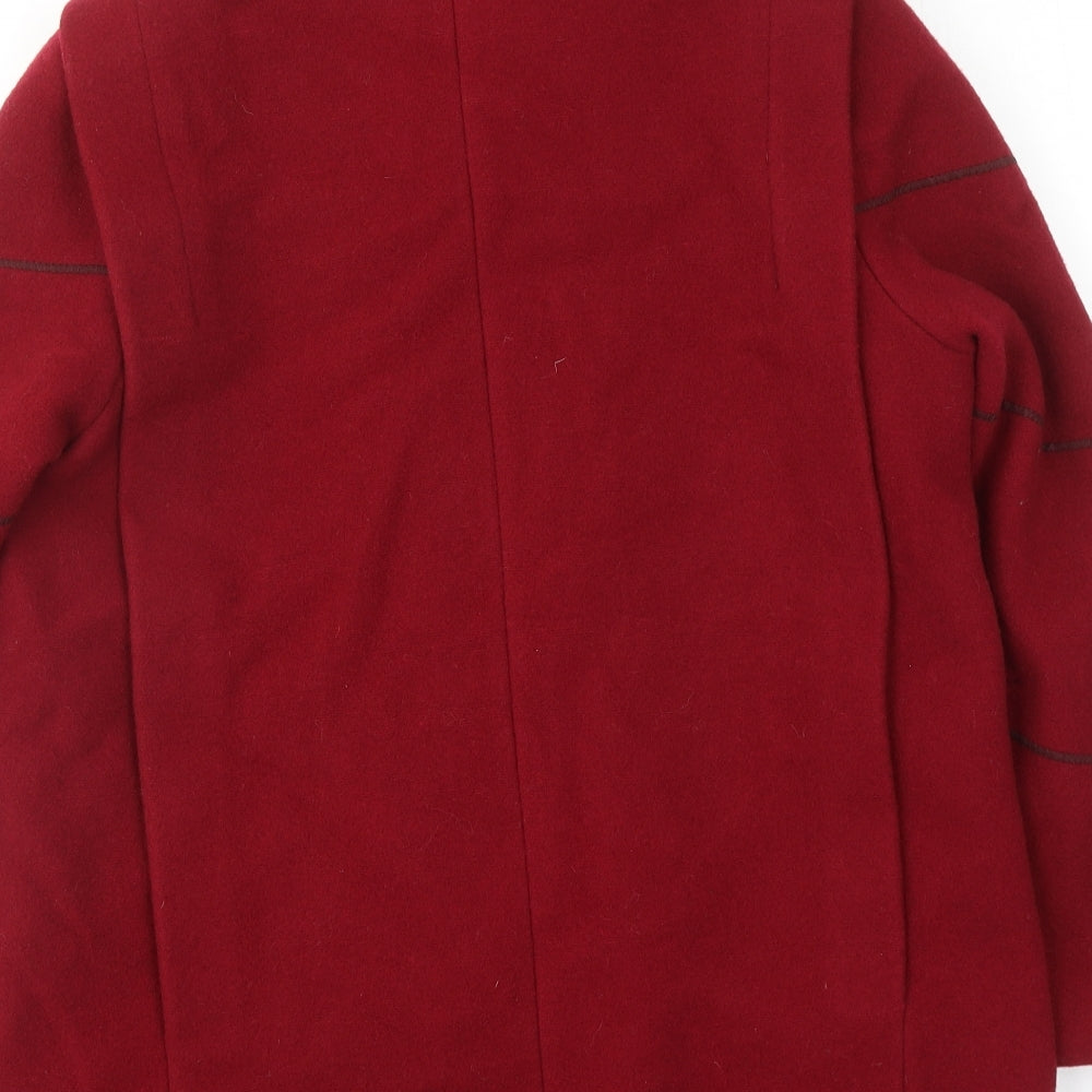 High fashion Womens Red Pea Coat Coat Size 12 Button
