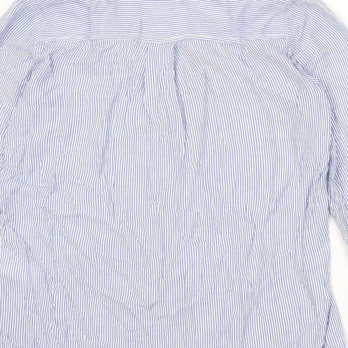 H&M Womens Blue Striped Modal Basic Blouse Size 10 Collared