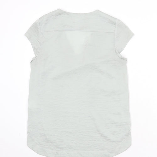 H&M Womens Green Polyester Basic T-Shirt Size 10 V-Neck
