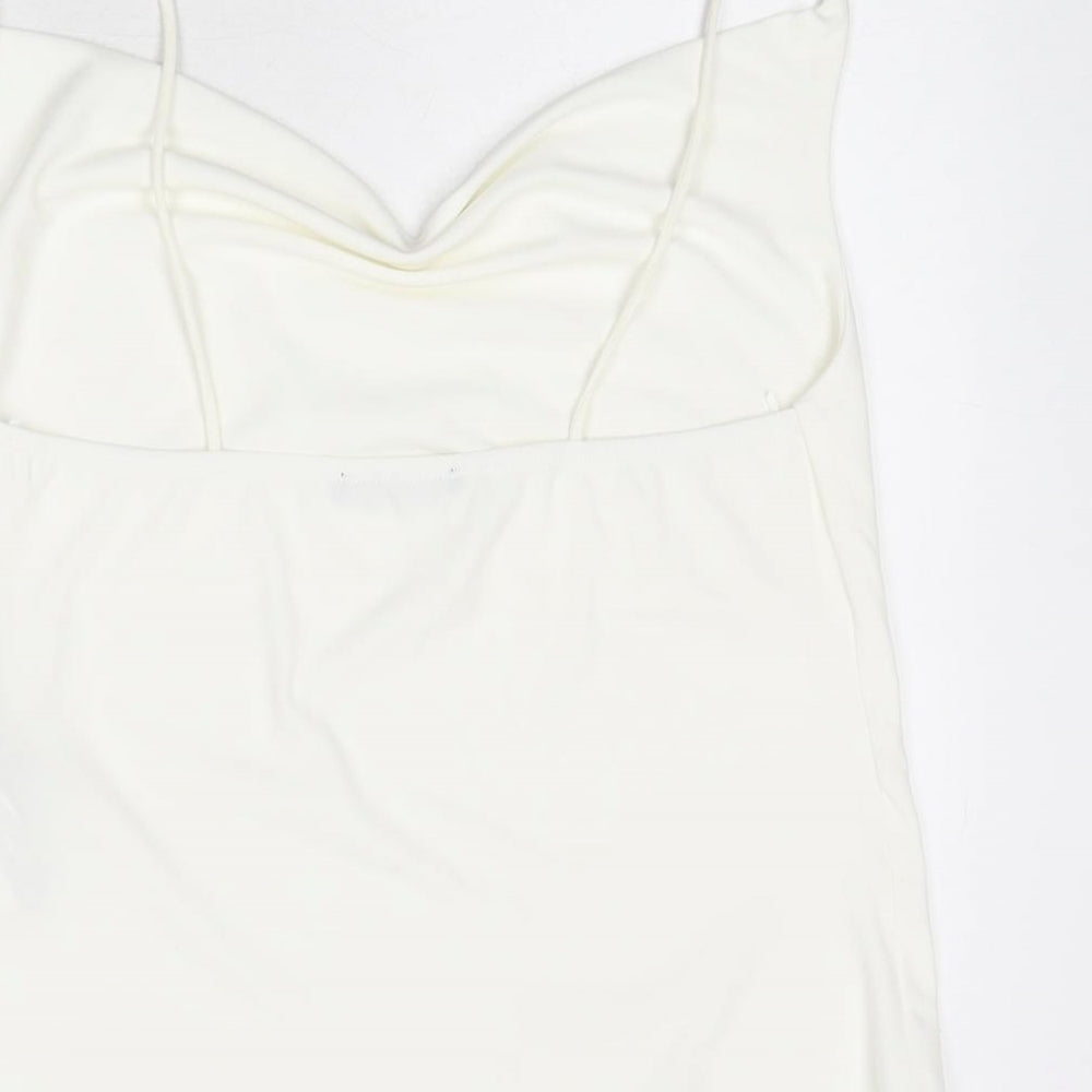 Zara Womens Ivory Polyester Camisole Tank Size S Cowl Neck