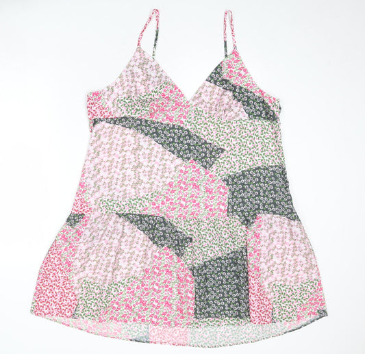 Boohoo Womens Multicoloured Floral Polyester Slip Dress Size 22 V-Neck Zip
