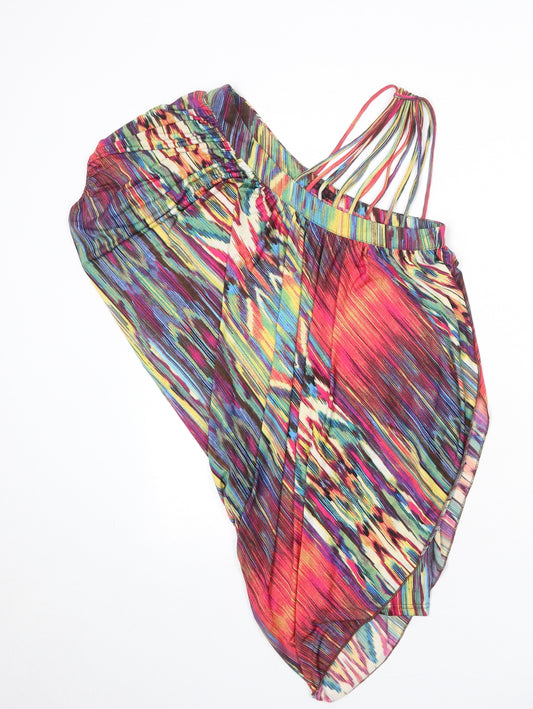 Mandi Womens Multicoloured Geometric Polyester Basic Blouse Size 10 V-Neck - Asymmetric Neckline