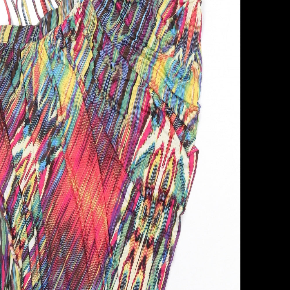 Mandi Womens Multicoloured Geometric Polyester Basic Blouse Size 10 V-Neck - Asymmetric Neckline