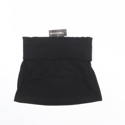 PRETTYLITTLETHING Womens Black Polyester Mini Skirt Size 8
