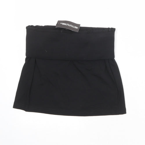 PRETTYLITTLETHING Womens Black Polyester Mini Skirt Size 8