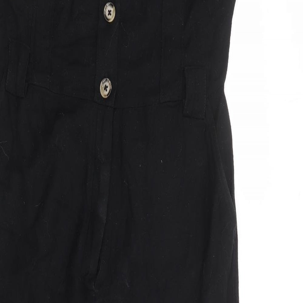 New Look Womens Black Polyester Jumpsuit One-Piece Size 12 Button