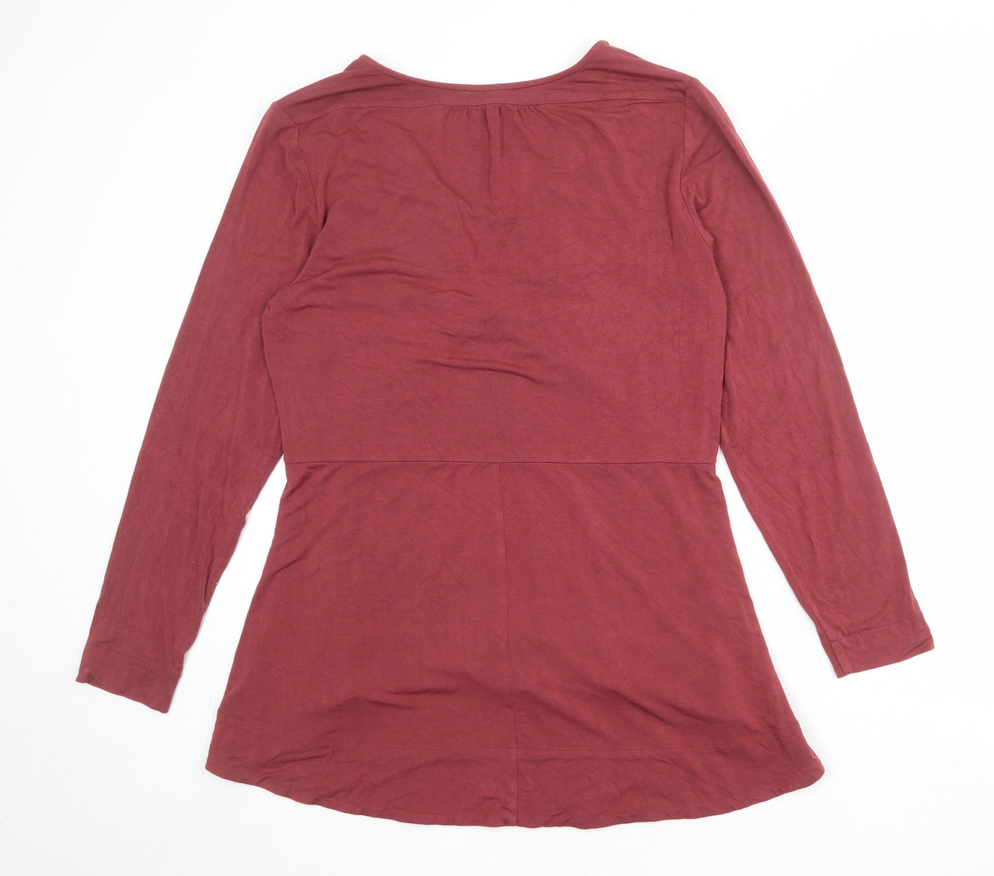 Wrap Womens Red Viscose Basic Blouse Size 18 Round Neck - Twist Detail