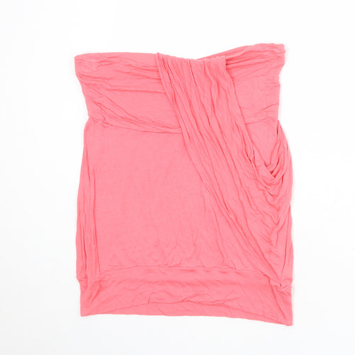 Warehouse Womens Pink Viscose Basic Blouse Size 16 Square Neck - Draped Detail Strapless