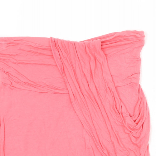 Warehouse Womens Pink Viscose Basic Blouse Size 16 Square Neck - Draped Detail Strapless