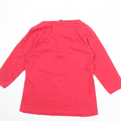 M&Co Womens Pink 100% Cotton Basic T-Shirt Size 14 V-Neck