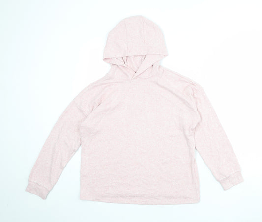 Marks and Spencer Girls Pink Polyester Pullover Hoodie Size 12-13 Years Pullover