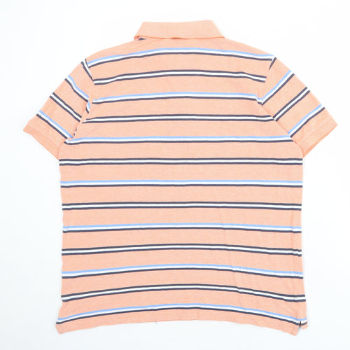 Brook Taverner Mens Pink Striped 100% Cotton Polo Size M Collared Button