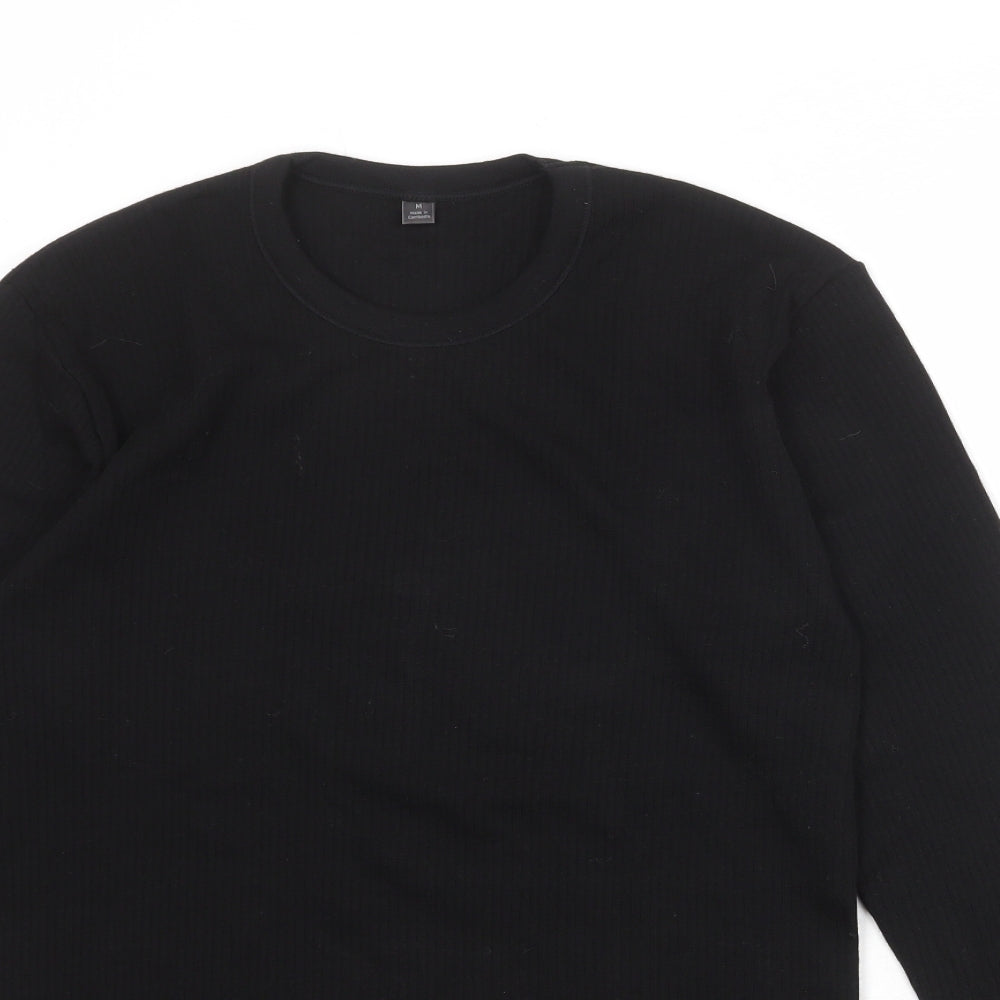 Marks and Spencer Mens Black Wool T-Shirt Size M Round Neck