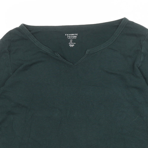 Gap Womens Green Cotton Basic T-Shirt Size L V-Neck
