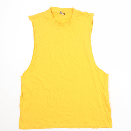 ASOS Mens Yellow Cotton T-Shirt Size M Round Neck