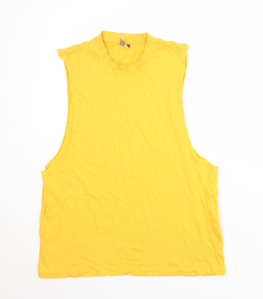 ASOS Mens Yellow Cotton T-Shirt Size M Round Neck