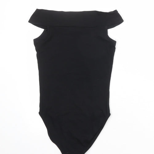 Miss Selfridge Womens Black Cotton Bodysuit One-Piece Size 8 Snap