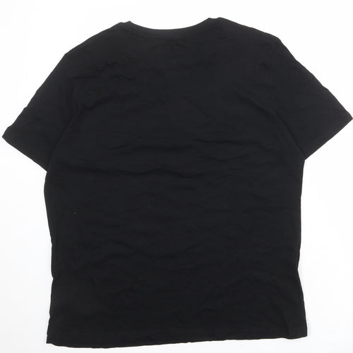 Marks and Spencer Mens Black Cotton T-Shirt Size XL Round Neck