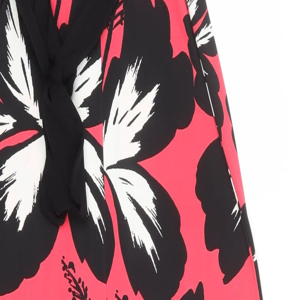 Debenhams Womens Pink Floral Polyester Maxi Size 14 V-Neck Pullover