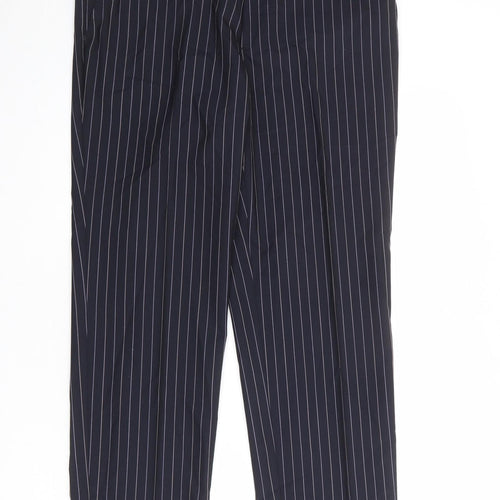 Formula Mens Black Striped Wool Dress Pants Trousers Size 36 in Regular Zip