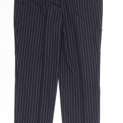 Formula Mens Black Striped Wool Dress Pants Trousers Size 36 in Regular Zip