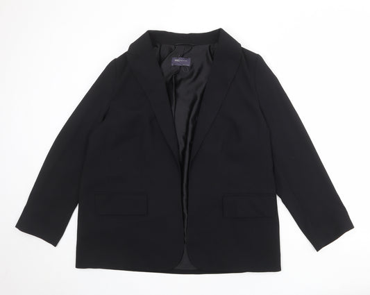 Marks and Spencer Womens Black Herringbone Polyester Jacket Blazer Size 14