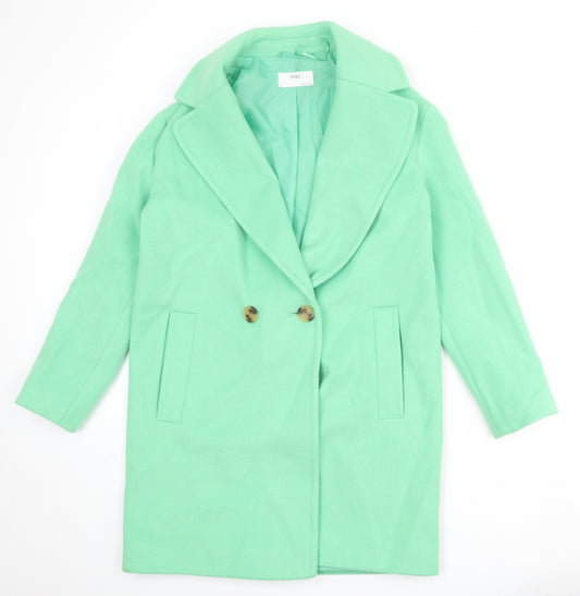 Marks and Spencer Womens Green Overcoat Coat Size 8 Button