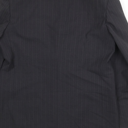Marks and Spencer Mens Grey Striped Polyester Jacket Suit Jacket Size 42 Regular