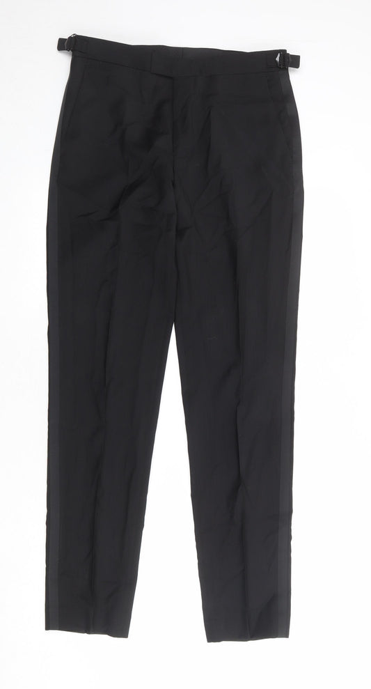 Jaeger Mens Black Wool Dress Pants Trousers Size 30 in Regular Zip
