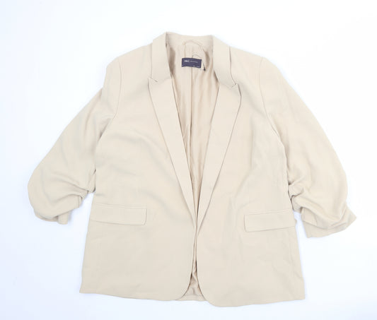 Marks and Spencer Womens Beige Polyester Jacket Blazer Size 16 - Open Style