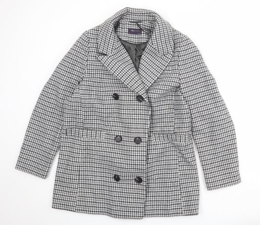 Marks and Spencer Womens Grey Geometric Jacket Blazer Size 14 Button