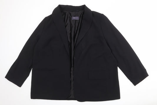 Marks and Spencer Womens Black Polyester Jacket Blazer Size 20 - Open Style