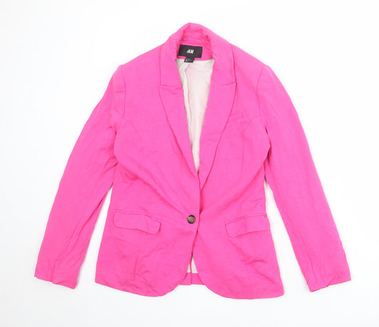 H&M Womens Pink Viscose Jacket Suit Jacket Size 12