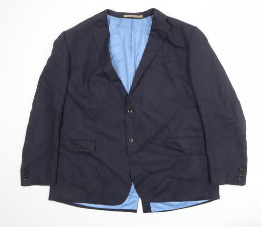 Marks and Spencer Mens Blue Linen Jacket Suit Jacket Size 48 Regular