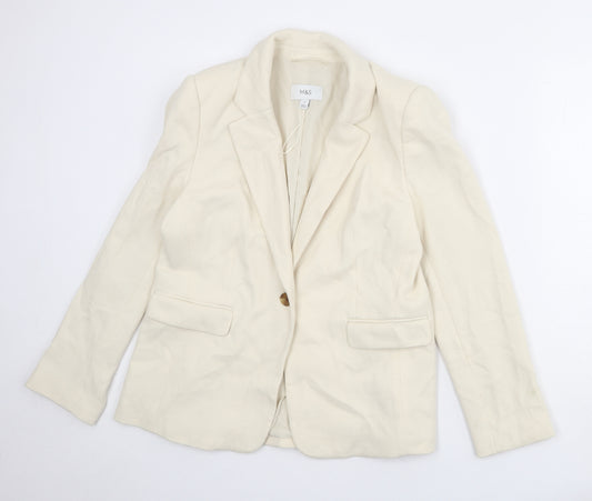 Marks and Spencer Womens Ivory Cotton Jacket Suit Jacket Size 14