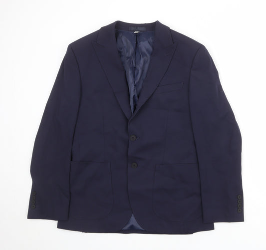 Autograph Mens Blue Polyester Jacket Suit Jacket Size 38 Regular