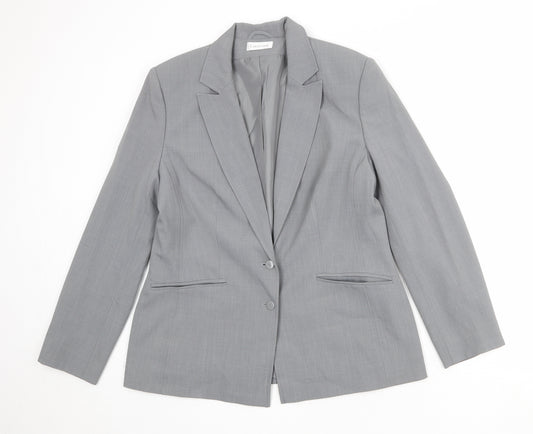 Collection Womens Grey Polyester Jacket Suit Jacket Size 16