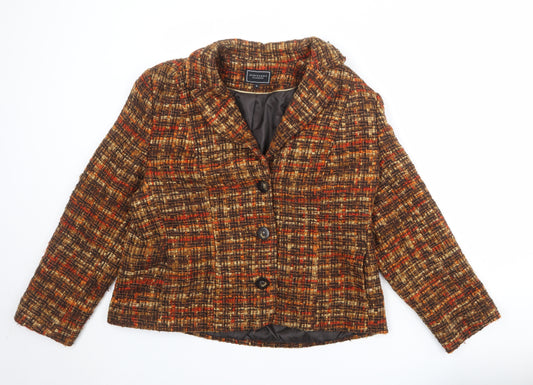 Debenhams Womens Multicoloured Jacket Blazer Size 18 Button - Boucle Tweed