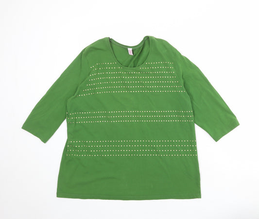 Basler Womens Green Cotton Basic T-Shirt Size 22 Round Neck