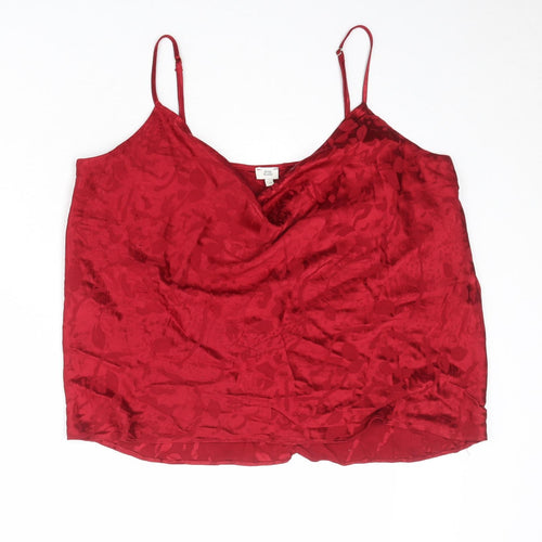 River Island Womens Red Geometric Viscose Camisole Tank Size 14 Cowl Neck